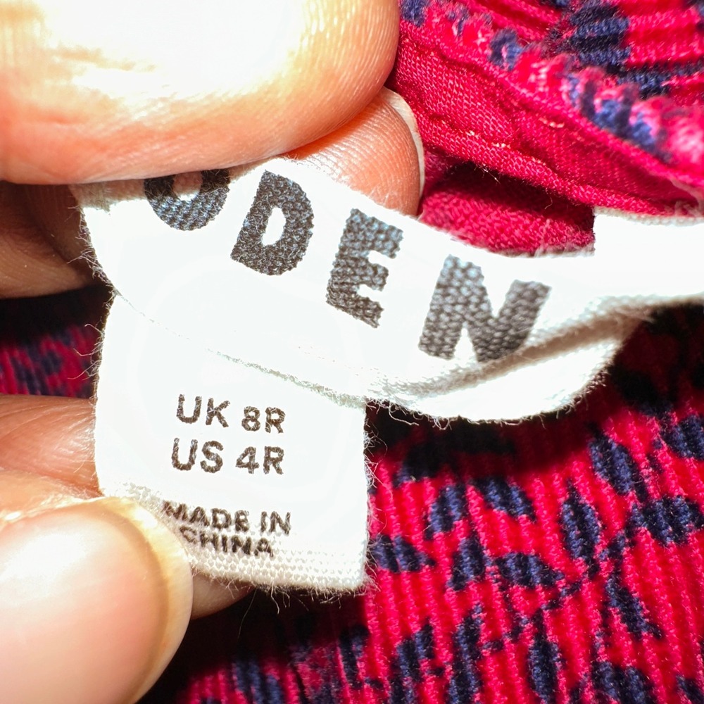 Boden Harriet Women Corduroy Belted Dress Red Navy Floral‎ US 4R Preppy Office - Picture 5 of 9